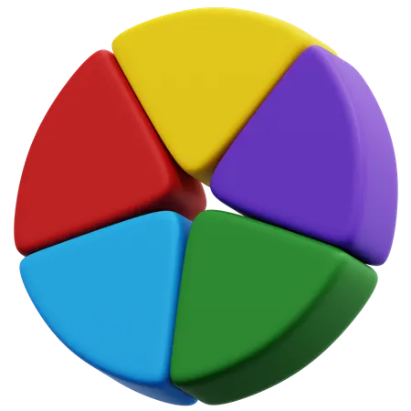 Five Color Circular Chart  3D Icon