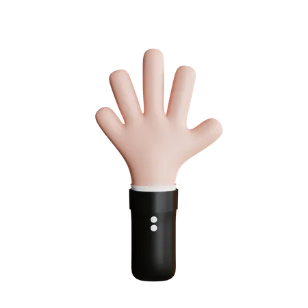 Cute Five Finger Gesture Cartoon Style Finger Gesture 3 D Illustration 3D Icon
