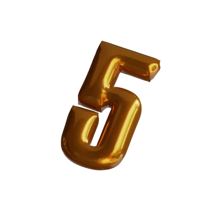 Five Number Balloon  3D Icon