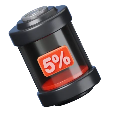 Five Percent Battery  3D Icon
