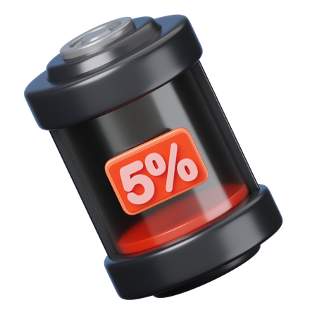 Five Percent Battery  3D Icon
