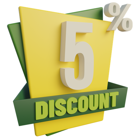 Five Percent Discount  3D Icon