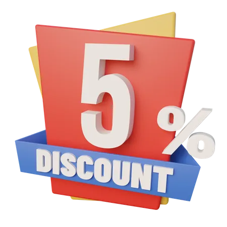 Five Percent Discount  3D Icon