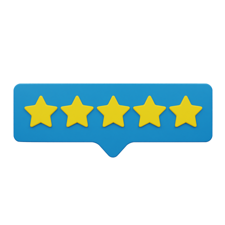 Five Rating Chat Label  3D Icon