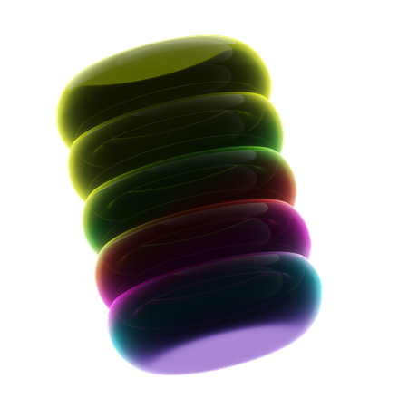 Five Stacked Round Neon Abstract  3D Icon