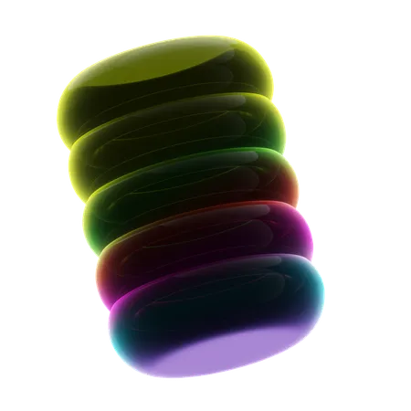 Five Stacked Round Neon Abstract  3D Icon