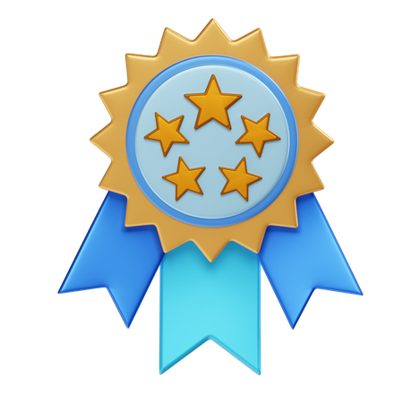 Five Star Badge  3D Illustration