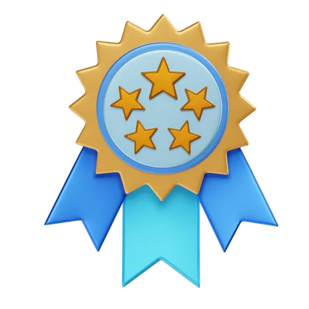 Five Star Badge In Transparent Background 3 D Illustration 3D Illustration