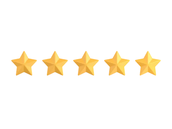 Five Star Rating 3 D Icon 3D Icon