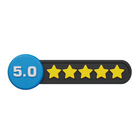 Five Star Rating Circle Label  3D Icon