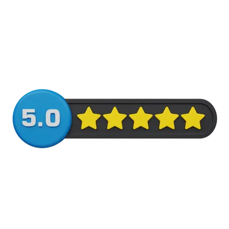 Five Star Rating Circle Label  3D Icon