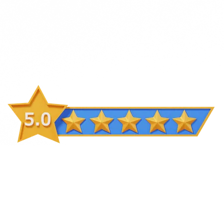 Five Star Rating Label  3D Icon