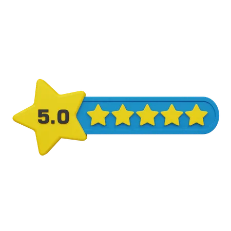 Five Star Rating Label  3D Icon