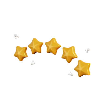 Five Stars Rating  3D Illustration