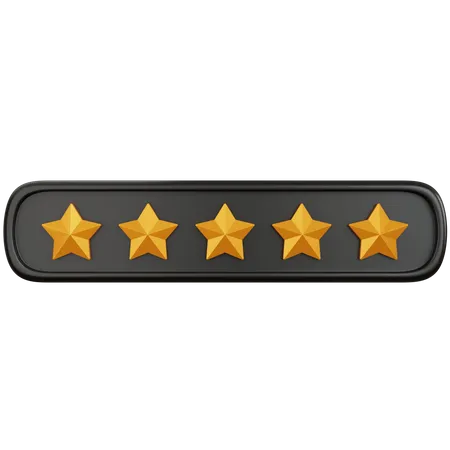 3 D Rendering Gold Star Rating With Five Stars Filled Isolated 3D Illustration