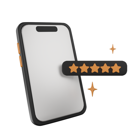 Five Stars Review Received On Mobile  3D Icon