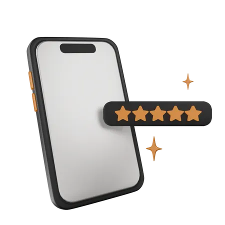 Five Stars Review Received On Mobile  3D Icon