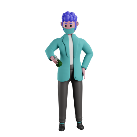 Docteur tenant un flacon  3D Illustration