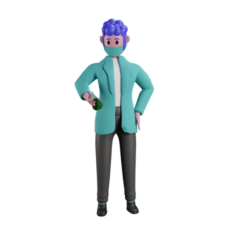 Docteur tenant un flacon  3D Illustration