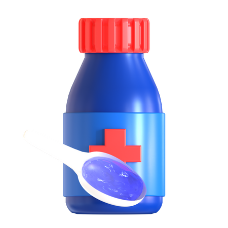 Flacon de médicament et cuillère  3D Icon