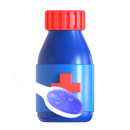 Flacon de médicament et cuillère  3D Icon