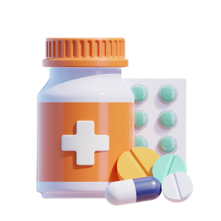 Flacon de médicaments et pilules  3D Icon