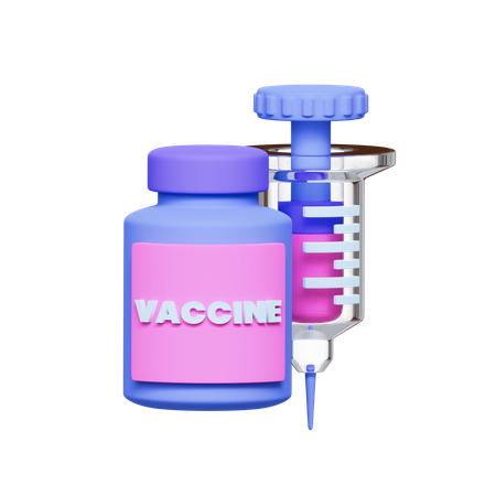 Bouteille de vaccin et injection  3D Icon