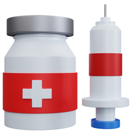 Flacons médicaux et seringue  3D Icon