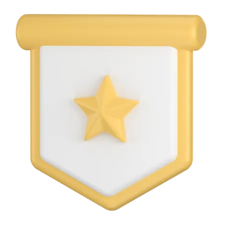 Badge Of Honor On A Flag 3D Icon