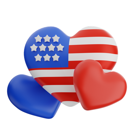 Flag Heart  3D Icon