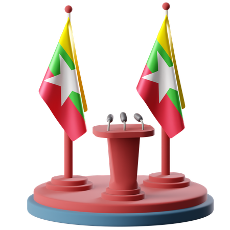 Flag Of Myanmar  3D Icon