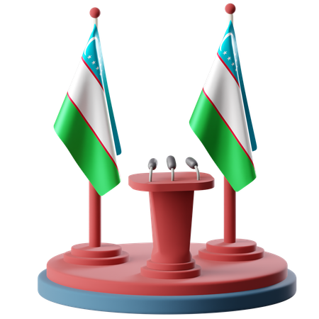 Flag Of Uzbekistan  3D Icon