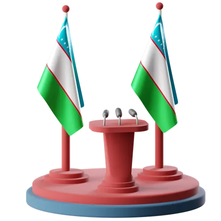 Flag Of Uzbekistan  3D Icon