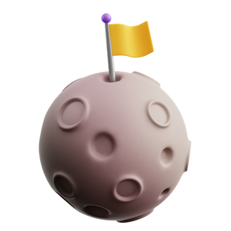 Flag On Moon  3D Icon