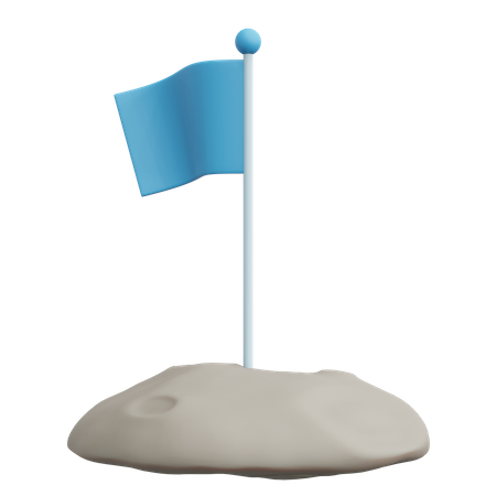 Flag On Moon  3D Icon