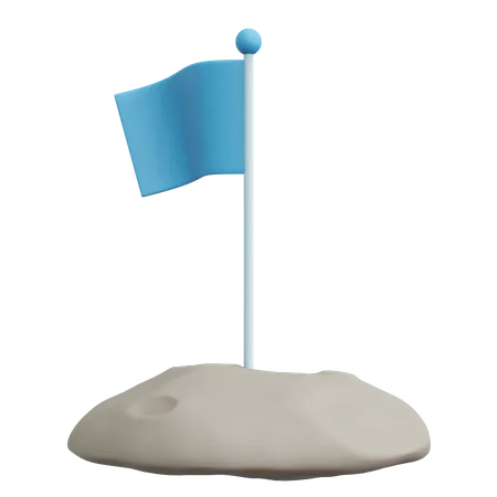 Flag On Moon  3D Icon