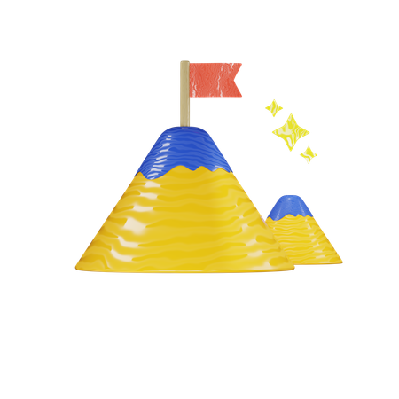 Flag On Mountain  3D Icon