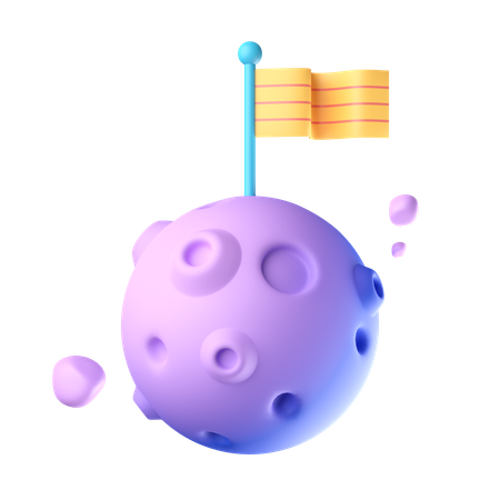 Flag On Planet  3D Icon