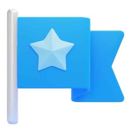 星の付いた旗  3D Icon