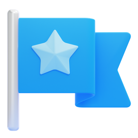 Flag with Star  3D Icon