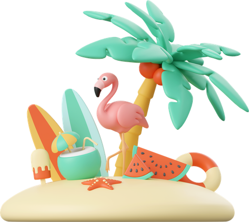 Flamant  3D Illustration