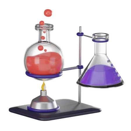 Scientific Research With This Detailed Featuring Round Bottom Flask Over Bunsen Burner Suitable For Education Science Projects And Laboratory Visuals 3 D Render Illustration 3D Icon