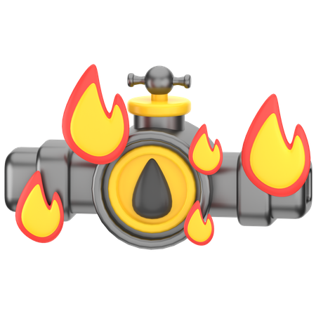 Flaming Oil Pipeline  3D Icon