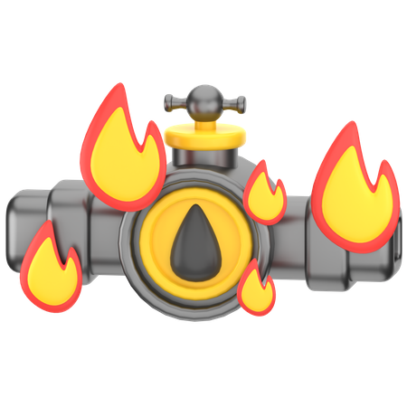 Flaming Oil Pipeline  3D Icon