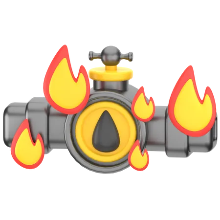 Flaming Oil Pipeline  3D Icon