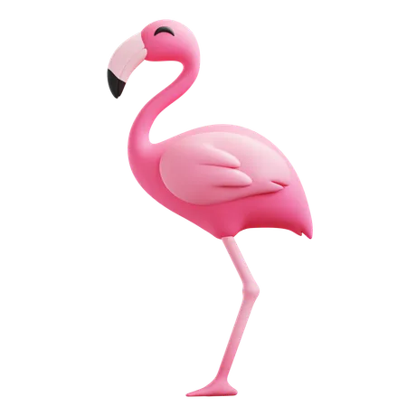 Happy Pink Flamingo 3D Icon