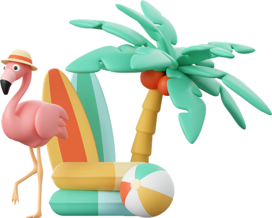 Flamingo  3D Illustration