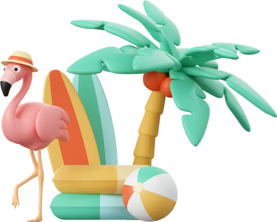 Flamingo  3D Illustration