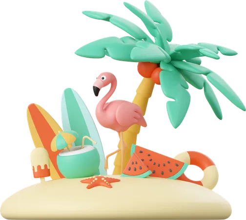 Flamingo  3D Illustration