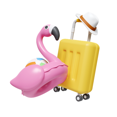 Anel e bagagem de flamingo  3D Icon